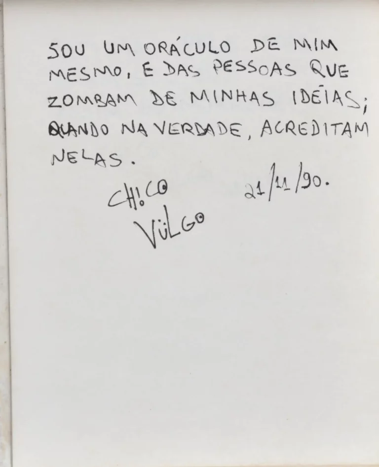 Texto em português sobre como eu_lírico se sente diante de outras pessoas, escrito por Chico Science