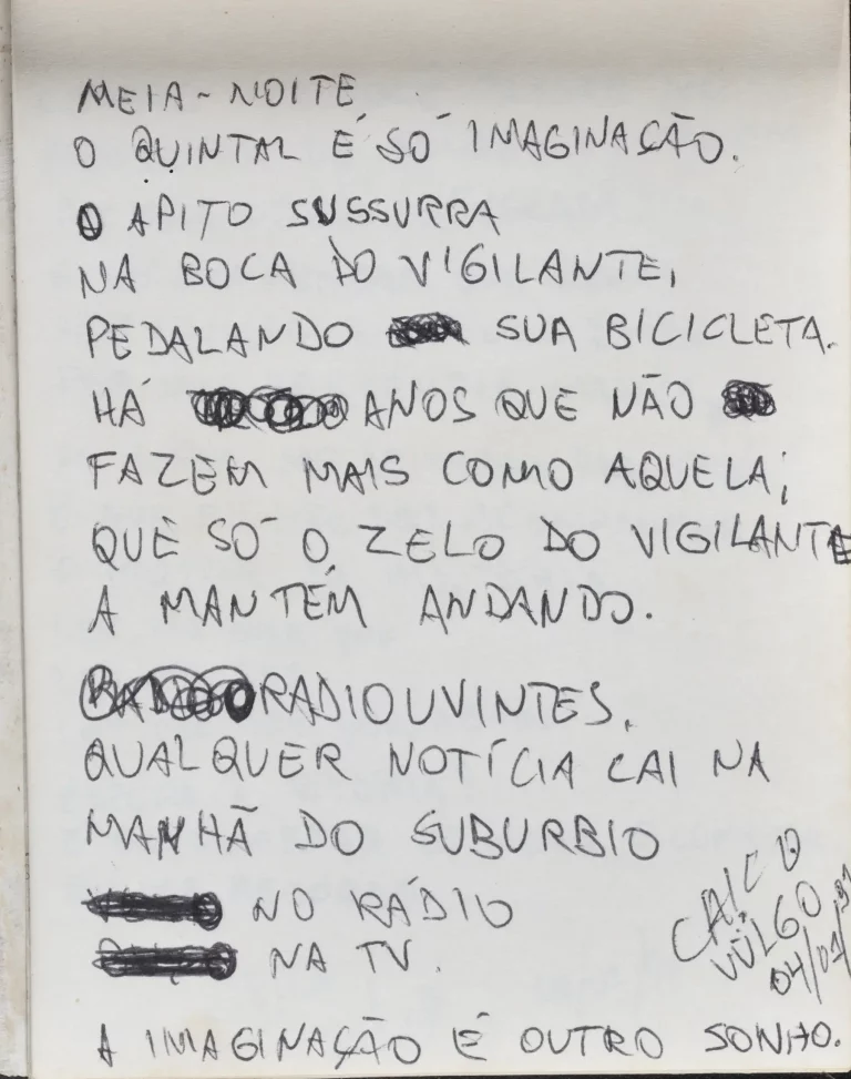 Texto em português onde o eu_lírico narra a passagem da madrugada para a manhã no subúrbio, escrito por Chico Science