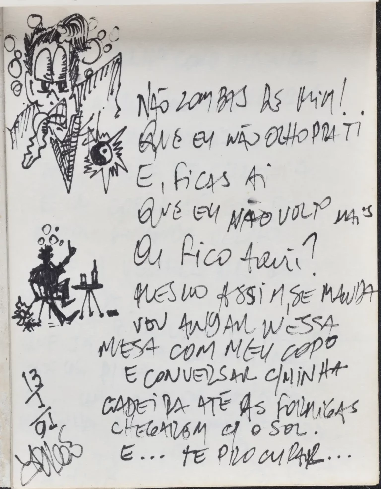 Texto em português onde eu_lírico demonstra irritação com seu interlocutor, escrito por Chico Science