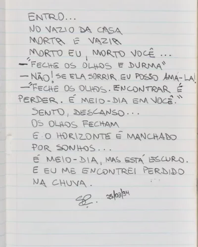 Texto em português
onde o eu_lírico
narra sua solidão,
escrito por Chico
Science