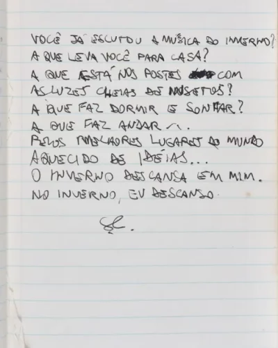 Texto em português
onde o eu_lírico faz
reflexões subjetivas
sobre a música do
inverno, escrito por
Chico Science