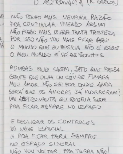 Letra da música O
Astronauta, cantada
por Roberto Carlos